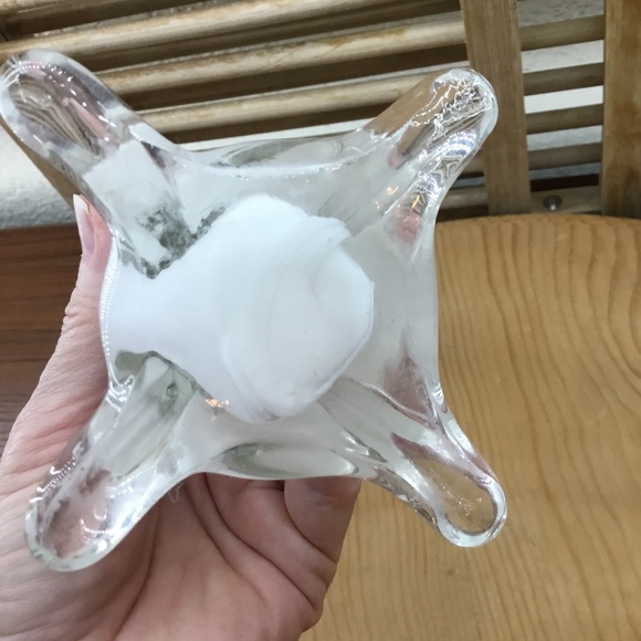 Glass Eiffel Tower Vase 12" White Encased with Clear 1" Opening and 2.75 in Base - Picture 4 of 7